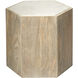 Argan 20 X 18 inch Natural Wood & White Marble Table, Hexagon