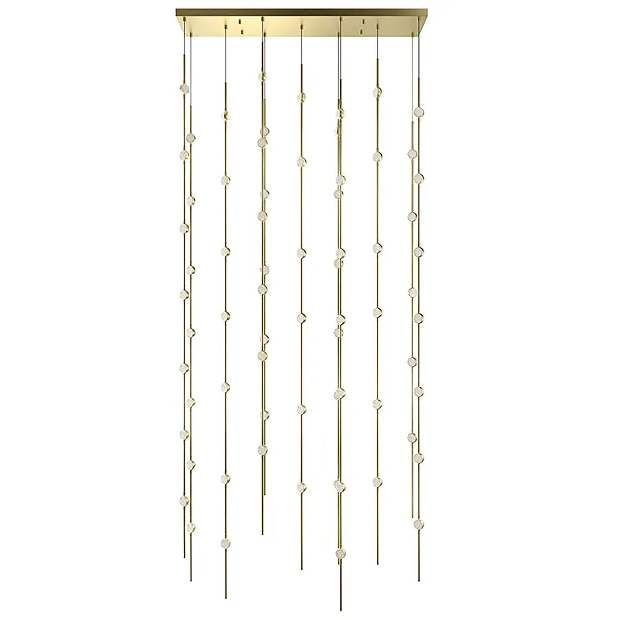Constellation Andromeda LED 35.5 inch Satin Brass Chandelier Ceiling Light in 2700K, Clear Faceted Acrylic, 10 FT. Cord