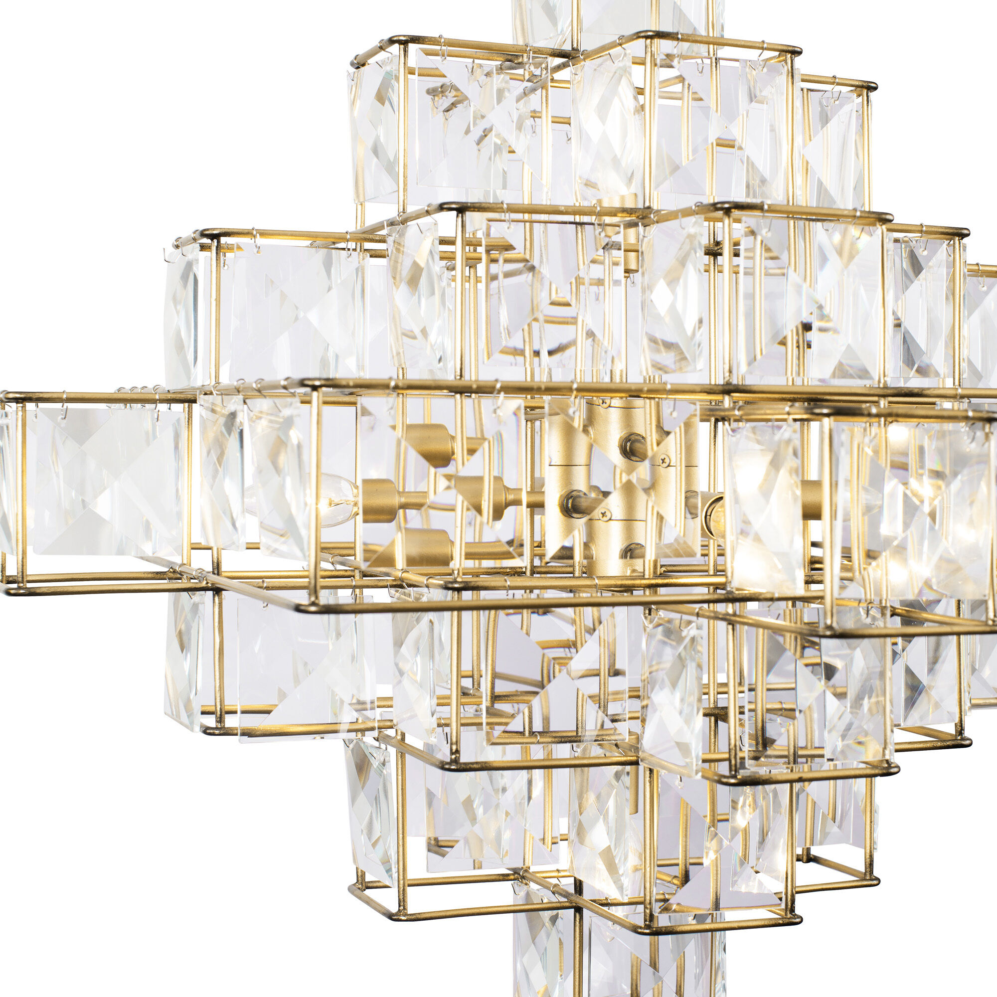 Cubic 6 Light 25.8 inch Calypso Gold Chandelier Ceiling Light