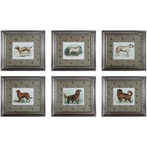 Framed Picture Silver Leaf Wall Art, Classic Dogs
