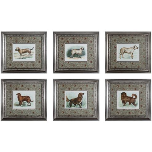 Classic Dogs Multicolor with Clear and Silver Leaf Framed Wall Art