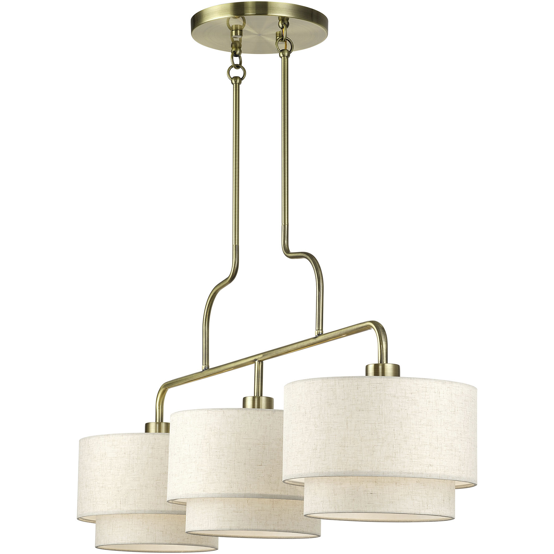 Manorwood 3 Light 48 inch Antique Brass Linear Chandelier Ceiling Light, Extra Large