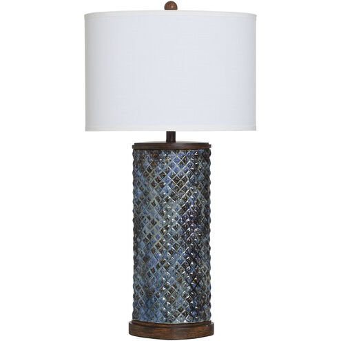 Cameron 34.5 inch 100.00 watt Blue Opal and Brown Table Lamp Portable Light