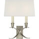 Visual Comfort Signature Collection Chapman & Myers Cross Bouillotte 2 Light 11.5 inch Antique Nickel Sconce Wall Light in Linen, Small CHD1190AN-L - Open Box