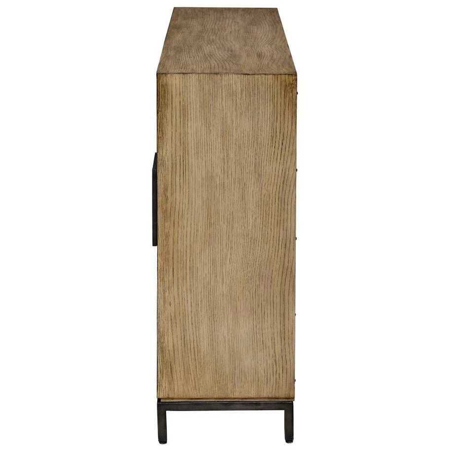 Paltrow Rich Burl Veneer and Oak Wood with Oil-Rubbed Bronze 2 Door Cabinet