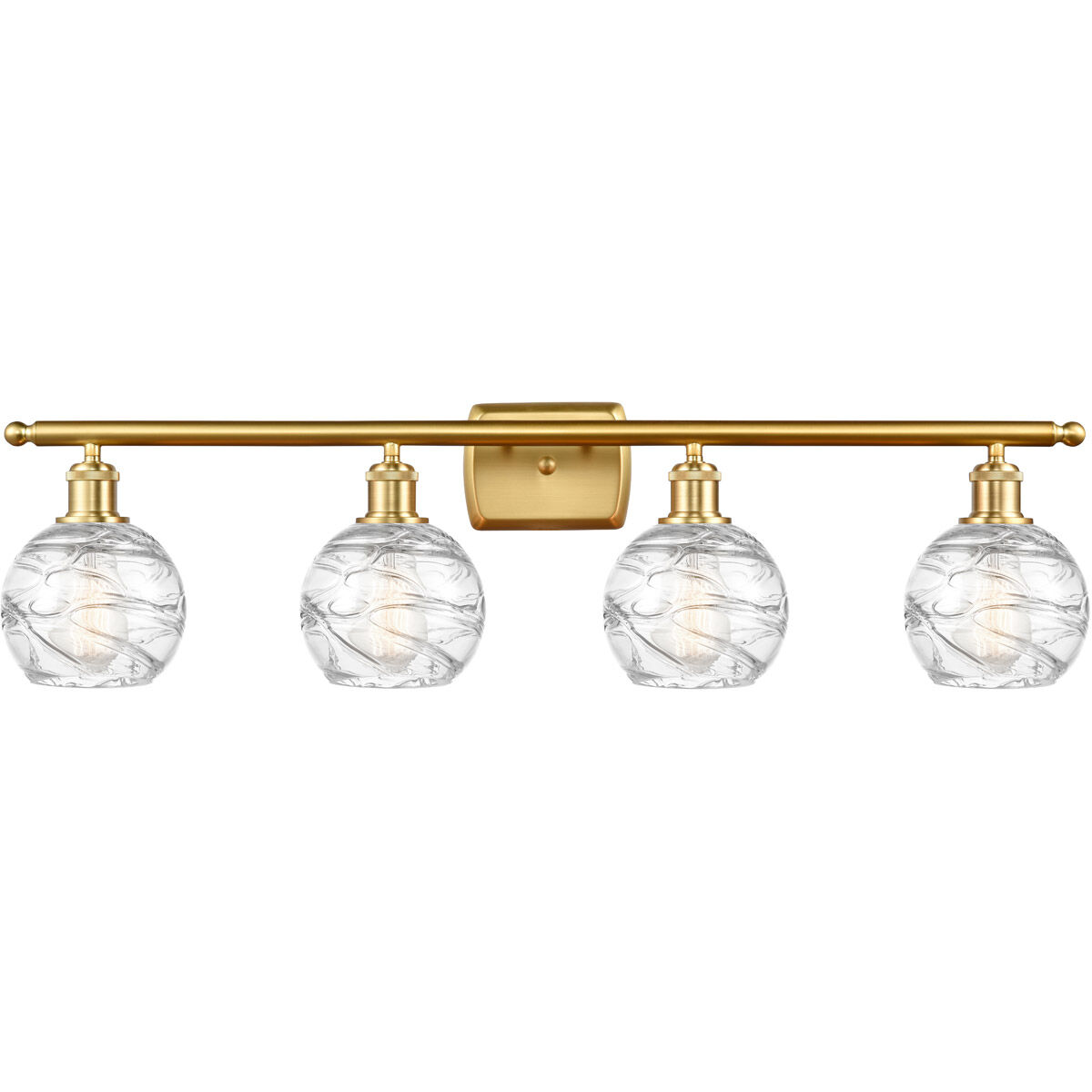 Ballston Small Deco Swirl 4 Light 36 inch Satin Gold Bath Vanity Light Wall Light, Ballston