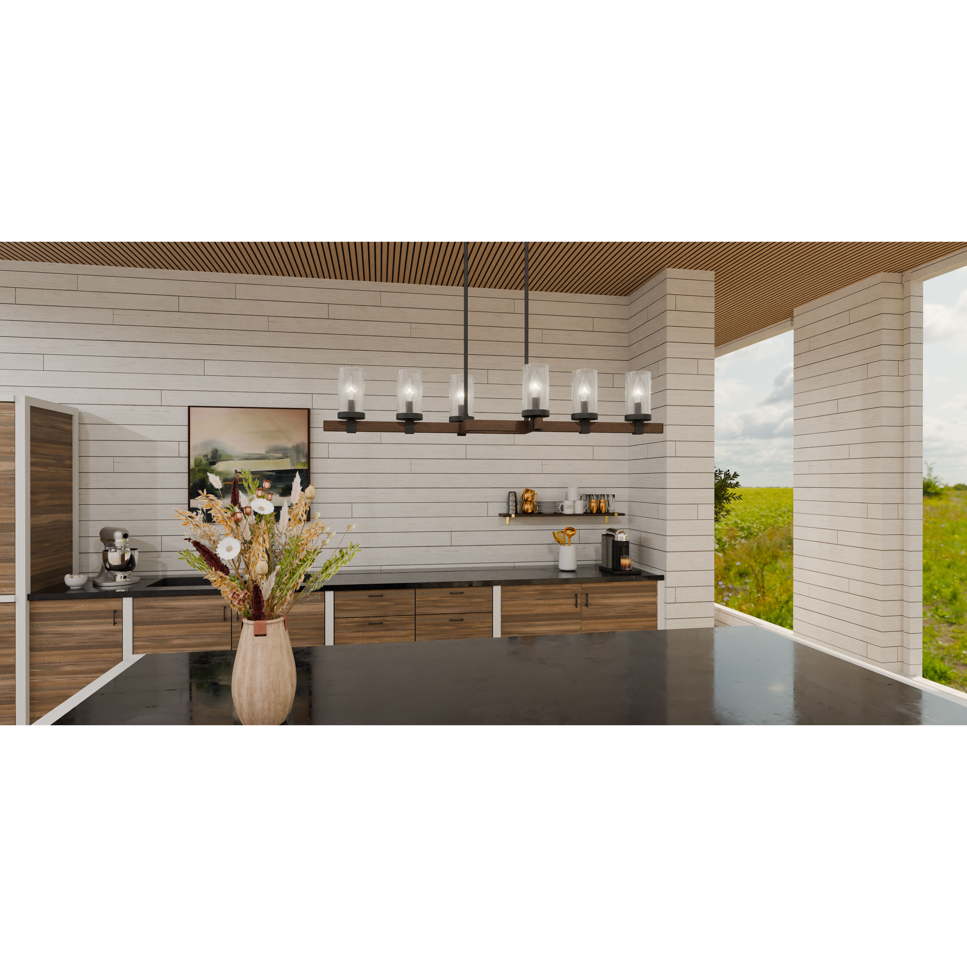 Tuthill 6 Light 38 inch Matte Black Island Light Ceiling Light