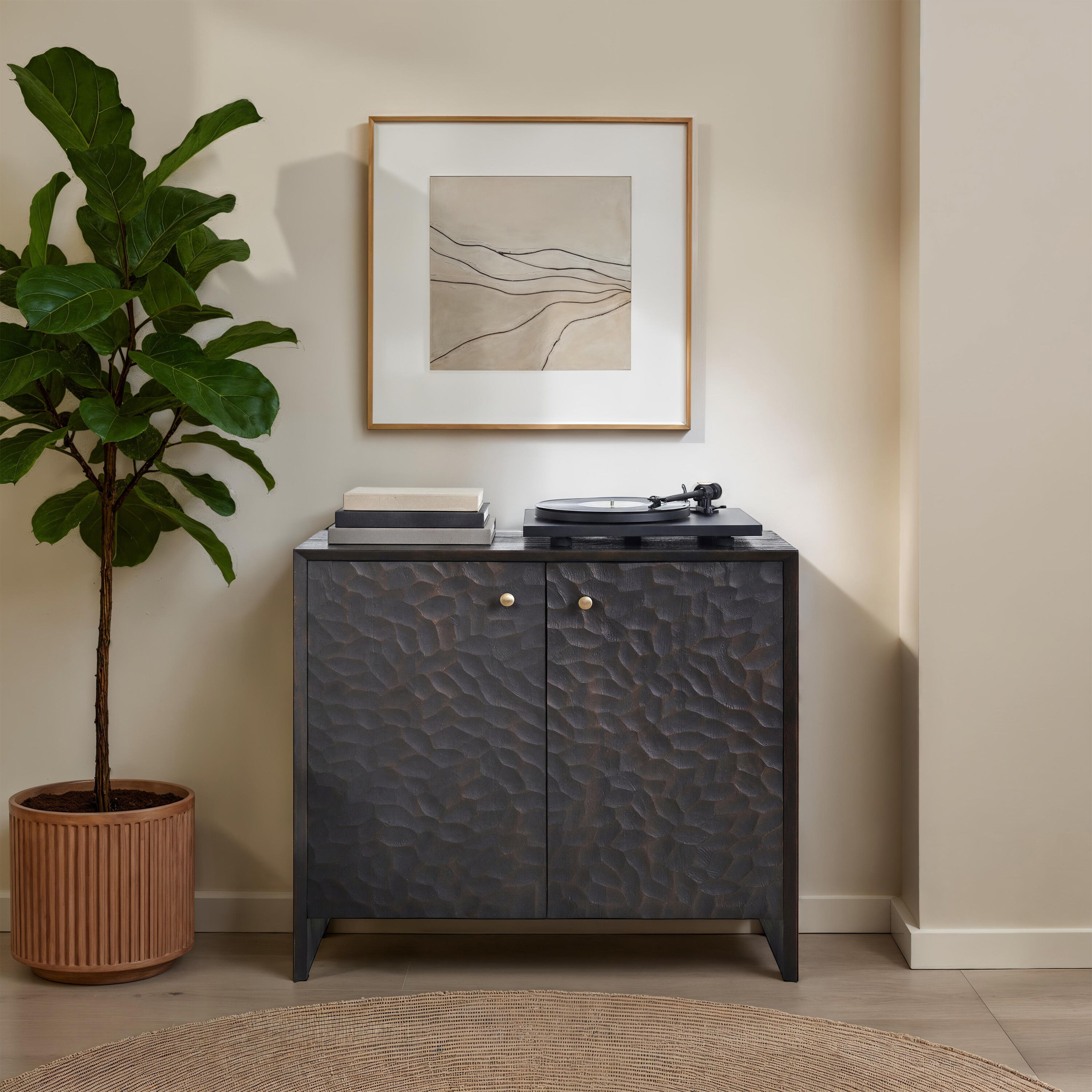 Jean Walnut and Antique Brass Cabinet
