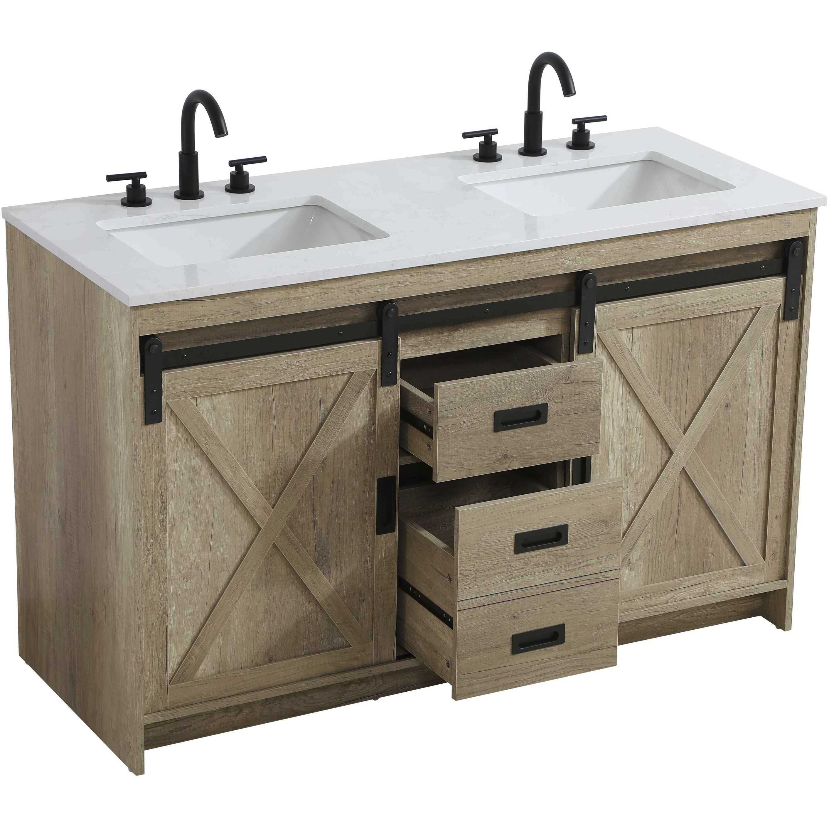 Austin 54 X 34 inch Natural Oak Bathroom Vanity Cabinet