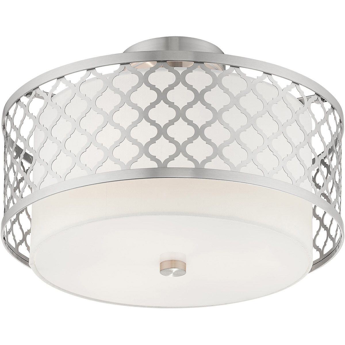 Arabesque 3 Light 15 inch Brushed Nickel Semi-Flush Mount Ceiling Light