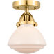 Nouveau 2 Olean LED 7 inch Satin Gold Semi-Flush Mount Ceiling Light in Matte White Glass