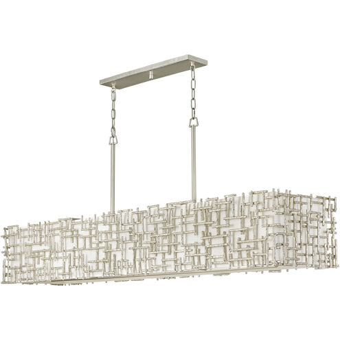 Farrah LED 60 inch Silver Leaf Chandelier Ceiling Light, Linear & Oval