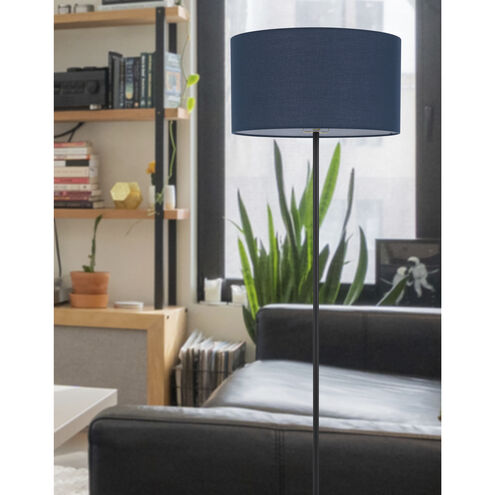 Cromwell 58.75 inch 150.00 watt Dark Bronze and Antique Brass Floor Lamp Portable Light in Navy Blue