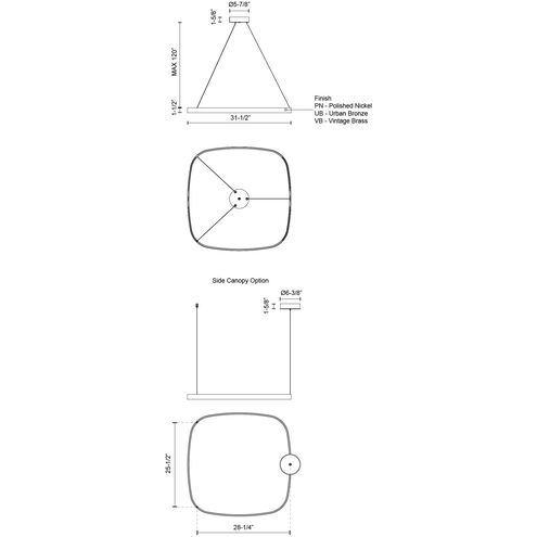 Yukon LED 31.5 inch Vintage Brass Pendant Ceiling Light