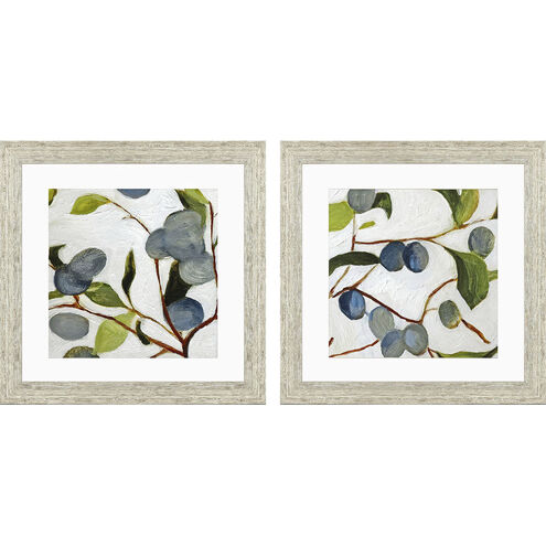 Olive Branches Green and Blue and Gray Framed Art