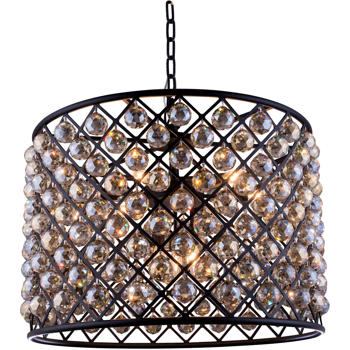 Madison 8 Light 28 inch Matte Black Pendant Ceiling Light in Golden Teak, Faceted Royal Cut, Urban Classic