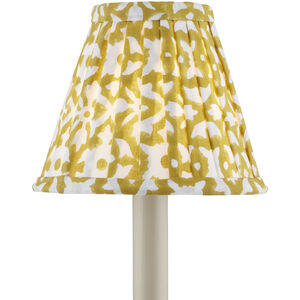 Block Print Mustard and White Pleated Chandelier Shade