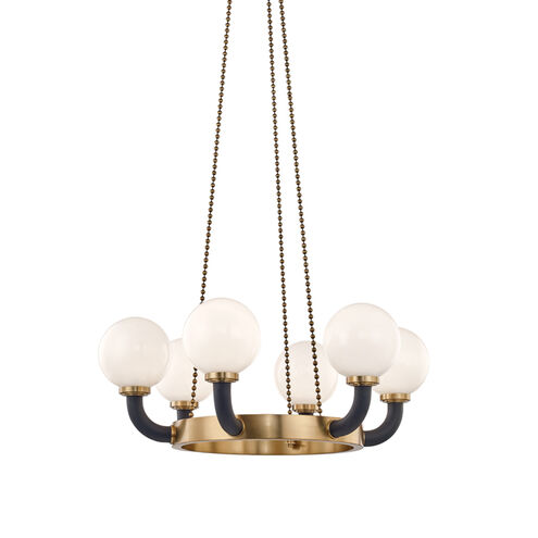 Werner 6 Light 34.5 inch Aged Brass / Black Pendant Ceiling Light