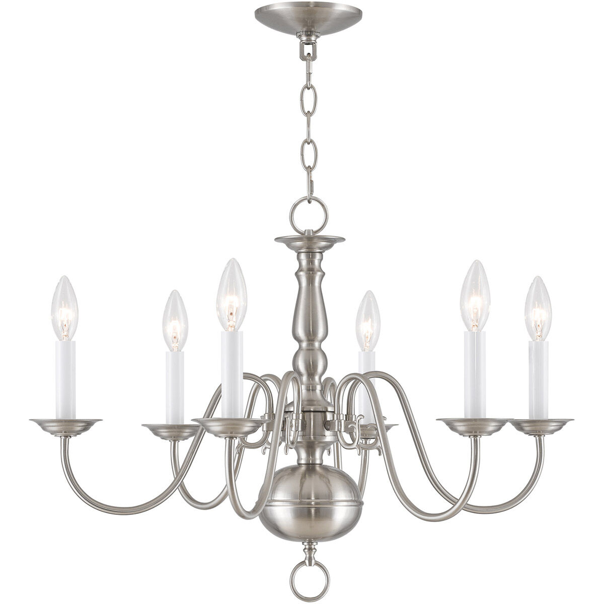Williamsburgh 6 Light 24 inch Brushed Nickel Chandelier Ceiling Light