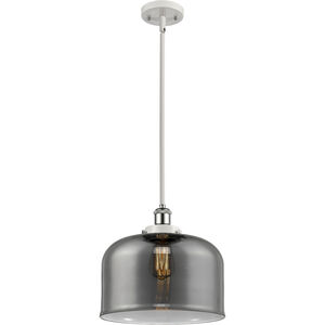 Ballston X-Large Bell LED 8 inch White and Polished Chrome Pendant Ceiling Light in Plated Smoke Glass