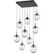 Aster LED LED Matte Black Chandelier Ceiling Light, Square Multi-Port