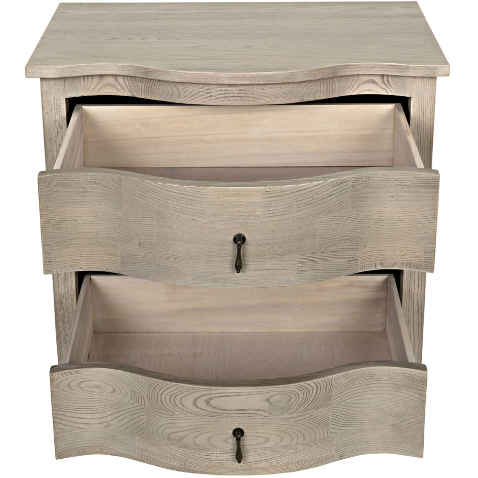 Curved Front 30 X 28.5 inch Vintage Grey Side Table