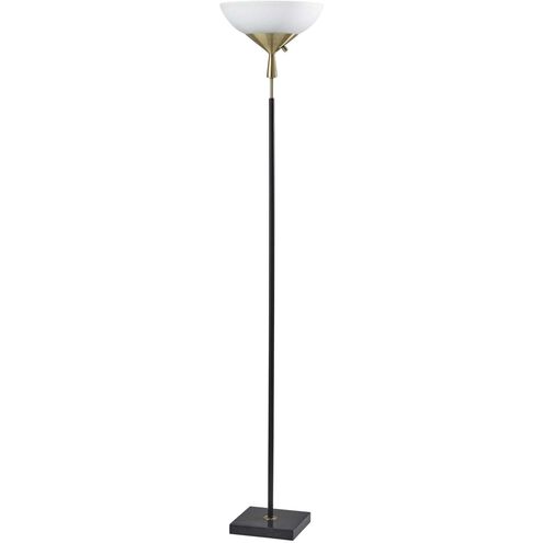 Noah 71 inch 150.00 watt Black with Antique Brass Torchiere Portable Light