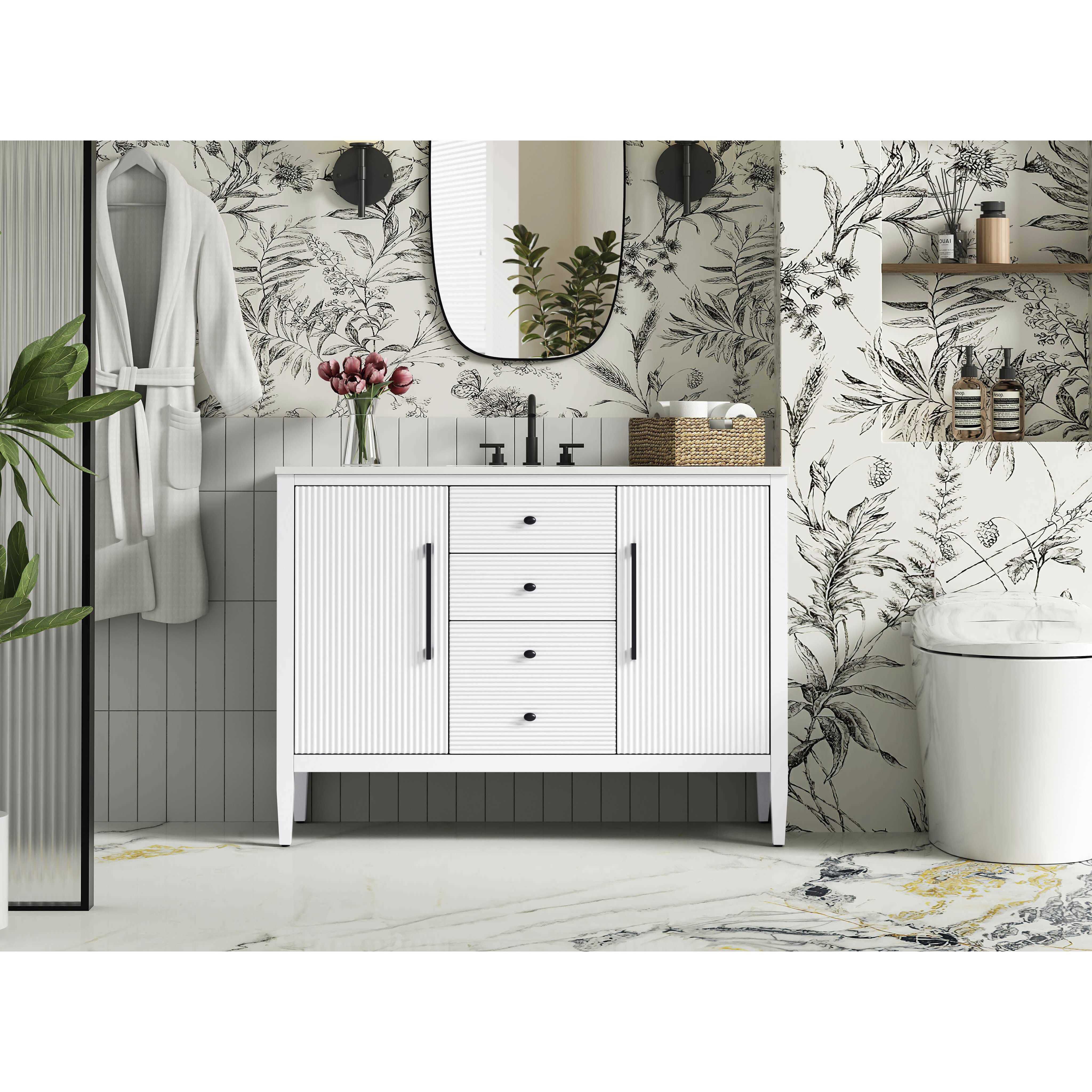 Blakely 48 X 34 inch White Bathroom Vanity Cabinet