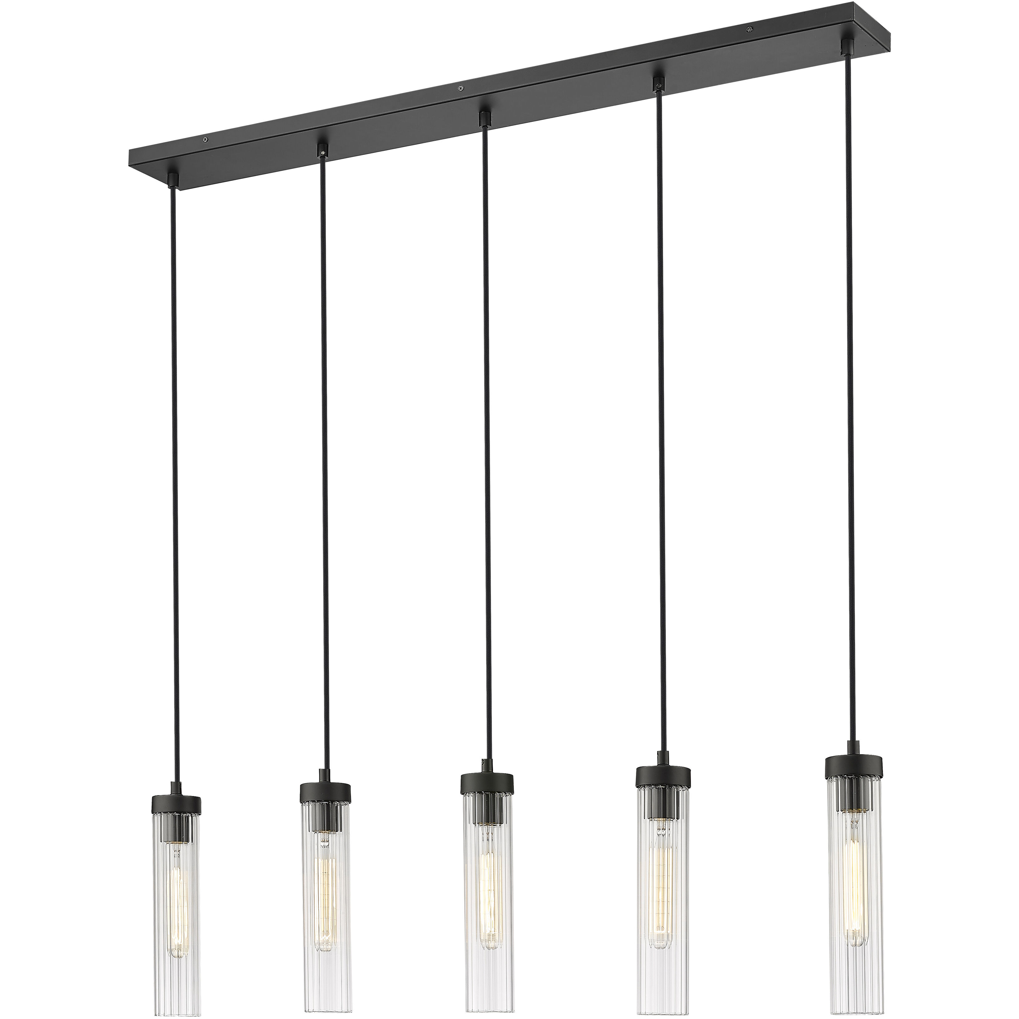 Beau 5 Light 42 inch Matte Black Linear Chandelier Ceiling Light