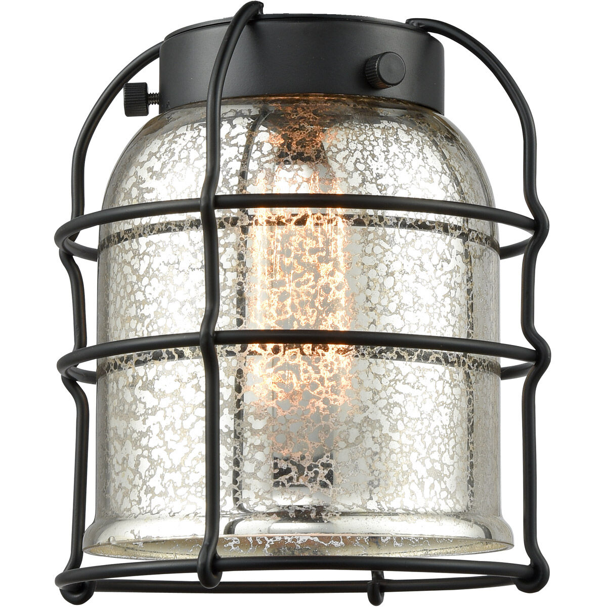 Small Bell Cage Silver Mercury Glass