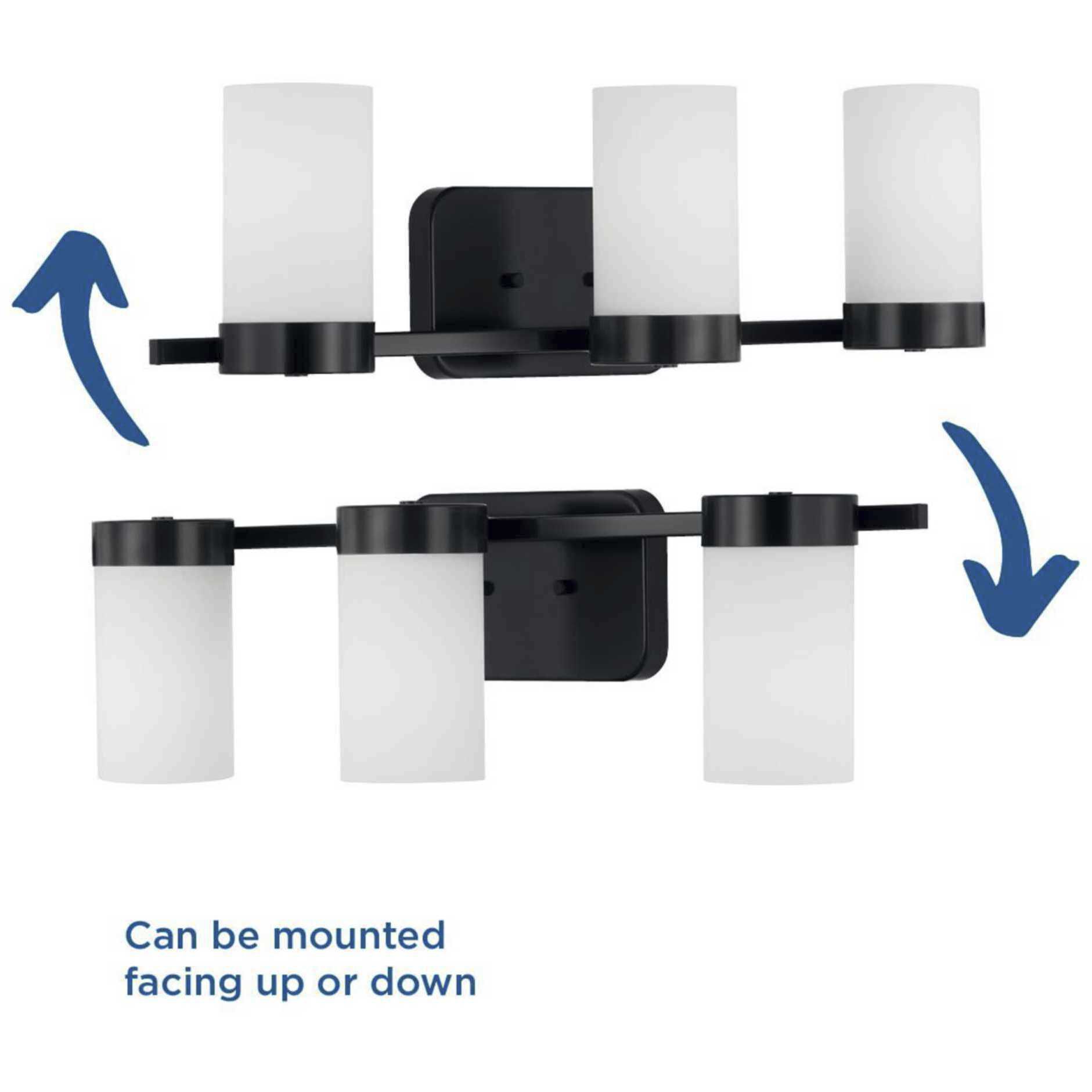 Elevate 3 Light 25 inch Matte Black Bath Vanity Wall Light, Design Series