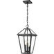 Talbot 3 Light 10 inch Black Outdoor Chain Mount Ceiling Fixture in Clear Beveled Glass