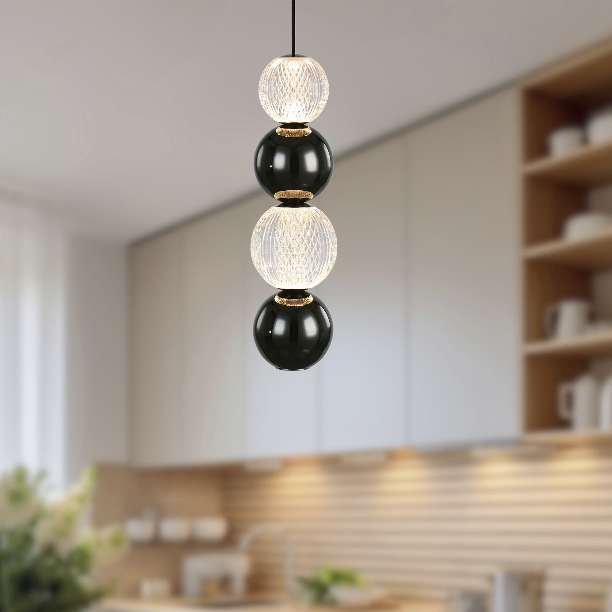 Onyx Pendant Ceiling Light in Polished Nickel