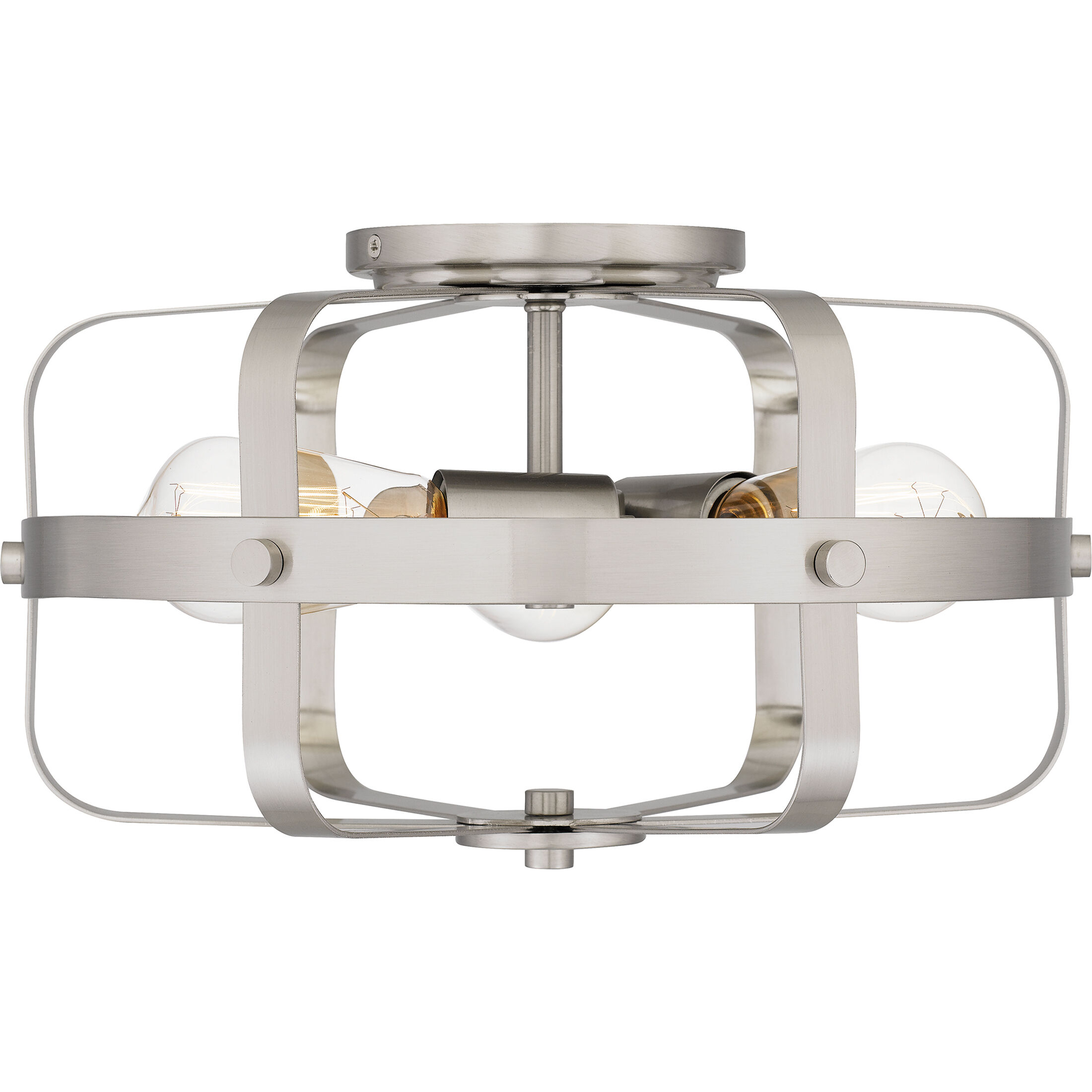 Manzel 3 Light 14 inch Brushed Nickel Flush Mount Ceiling Light