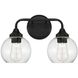 Glenda 2 Light 15 inch Flat Black Vanity Light Wall Light