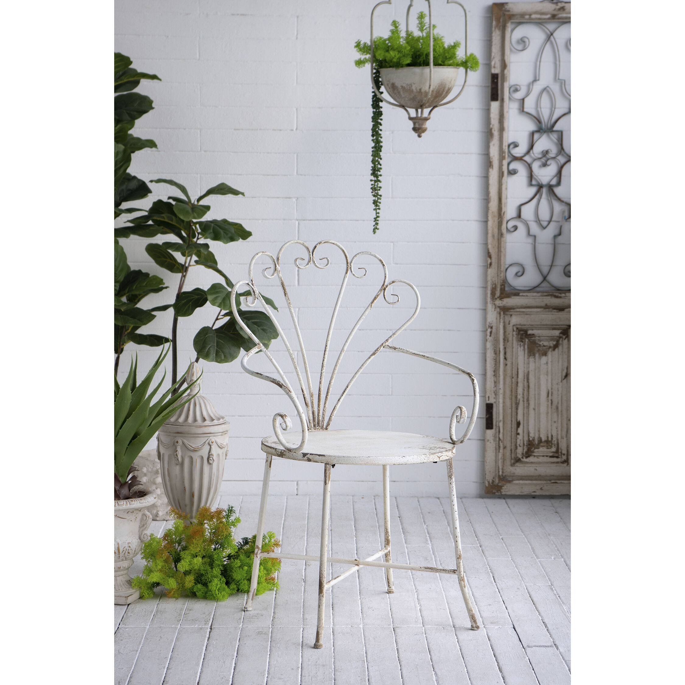 Anita Distressed White Chair