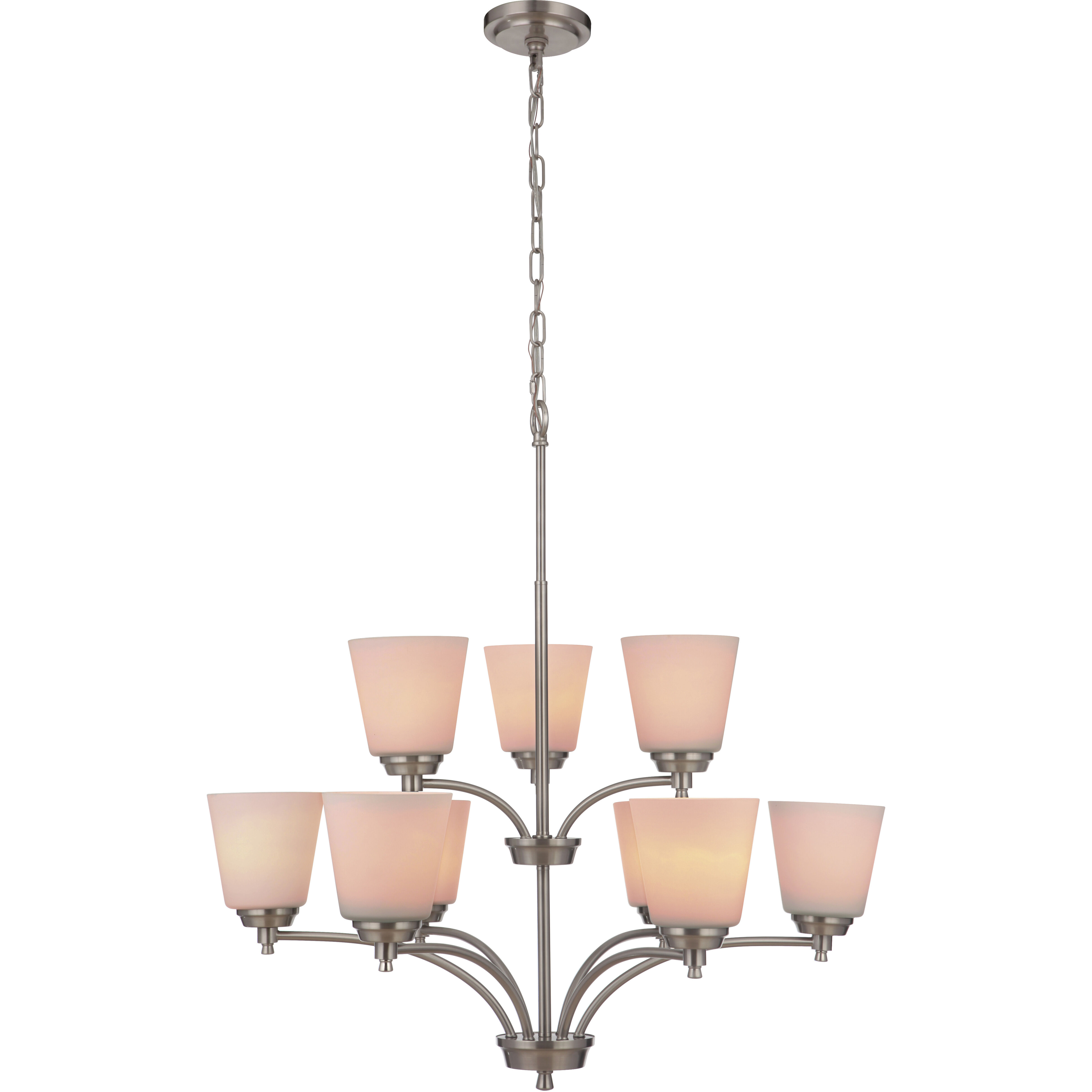 Neighborhood Tyler 9 Light 31.5 inch Brushed Polished Nickel Chandelier Ceiling Light in White Frosted Glass, Neighborhood Collection
