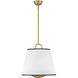Sonia 3 Light 18 inch Lacquered Brass Pendant Ceiling Light in Lacquered Brass with Off-White