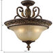 Regency 3 Light 18.5 inch Burnt Bronze Semi Flush Mount Ceiling Light