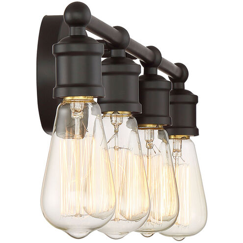 Industrial 4 Light 27 inch Oil Rubbed Bronze Bathroom Vanity Light Wall Light