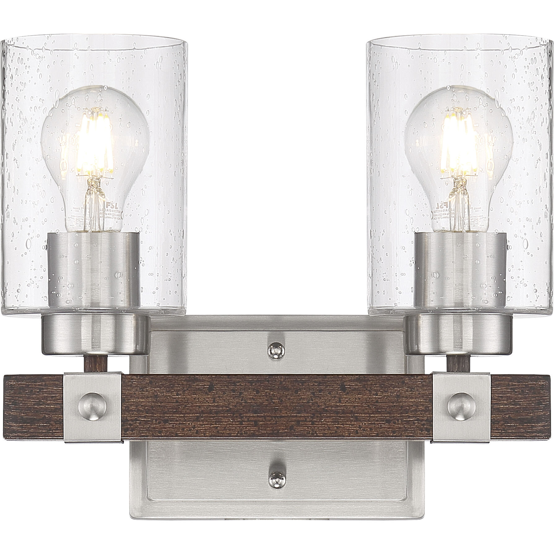 Arabel 2 Light 11.5 inch Brushed Nickel and Nutmeg Wood Vanity Light Wall Light