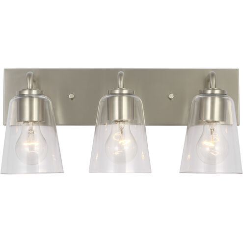 Miles 3 Light 18 inch Brushed Nickel Vanity Light Wall Light, Large