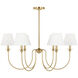 Drew & Jonathan Elsay 6 Light 36.38 inch Satin Brass Chandelier Ceiling Light, Large