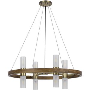 Hempstead 8 Light 32 inch Wood and Antique Brass Chandelier Ceiling Light
