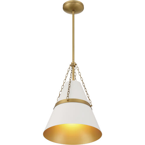 Springfield 1 Light 12 inch Legacy Brass and Off White Cream Pendant Ceiling Light