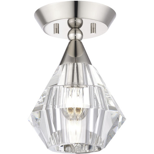 Brussels 1 Light 7 inch Polished Nickel Crystal Semi-Flush Ceiling Light