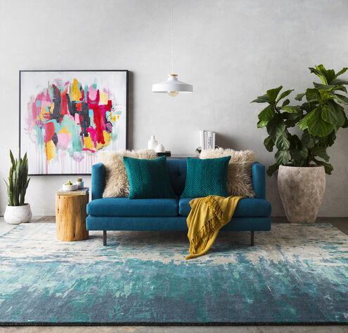Utica 108 X 72 inch Blue Rug, Rectangle