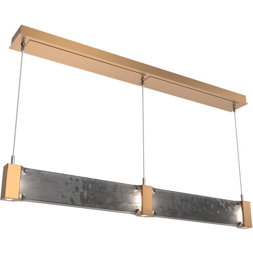 Parallel LED Novel Brass Linear Pendant Ceiling Light in 3000K LED, Smoke Granite