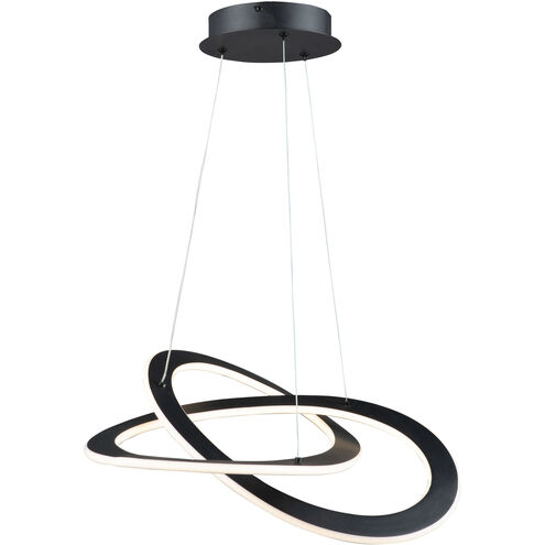 Wave 2 Light 18.1 inch Black Chandelier Ceiling Light