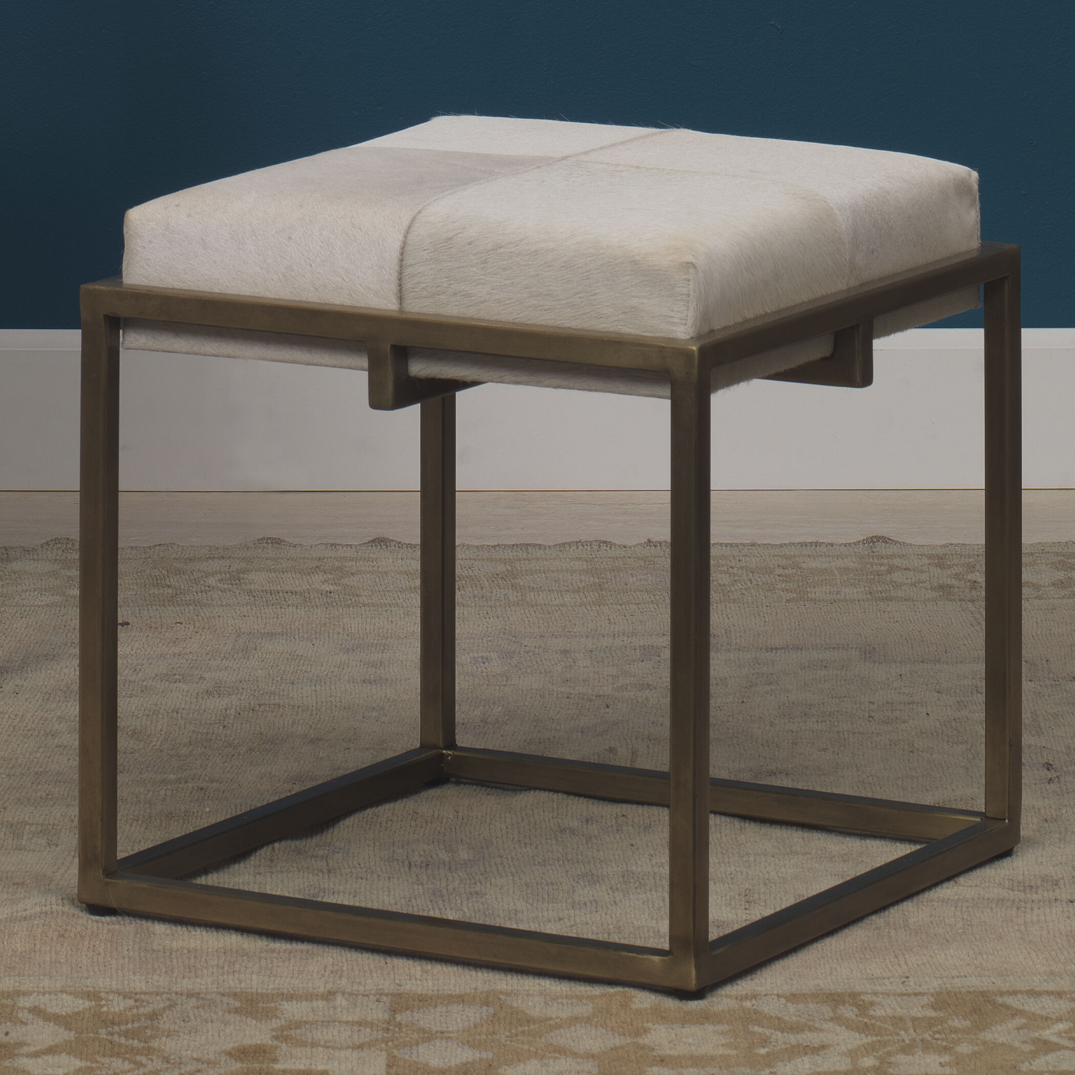 Shelby 18 inch White Hide Stool